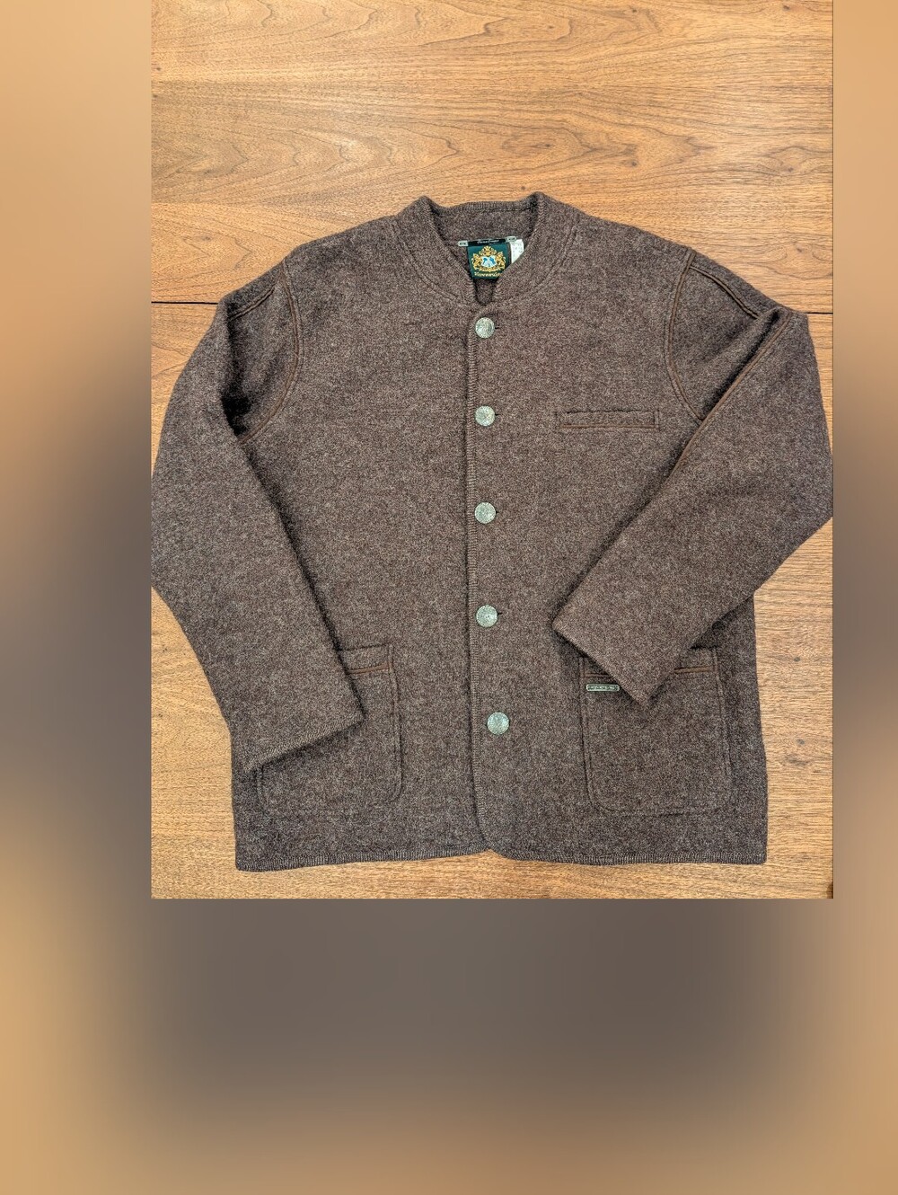 Hammerschmid Austrian Tyrolean Loden Wool Cardigan Jacket Brown Size 58 (XXL)